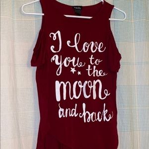 red cut off shoulder top